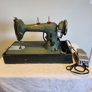 Husqvarna Viking Nordic  Sewing Machine 1952 Rare Case Fully Tested Sews A1