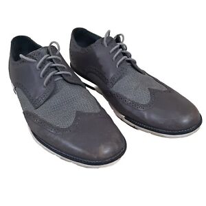 Mens Dress Shoes 11M Derby Oxford Gray Leather Wingtip Lace Up Cole Haan Grandos