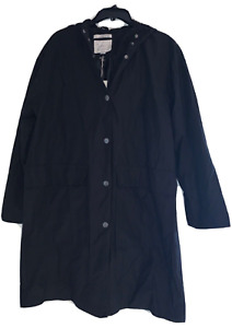 Women's Hooded Rain Coat - New Day Black Size MEDIUM Water resistant NWT Trench
