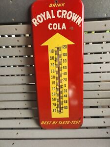 Vintage 1954 Royal Crown Cola Soda Advertising Thermometer Sign Gas Oil RC