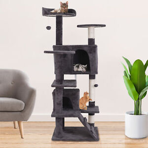 55'' Cat Tree Tower Cat Condo Scratching Post Stable Platform w/ Dangling Ball