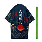 Men Long Kimono Coat Outwear Japanese Cardigan Yukata Bathrobe Top Retro