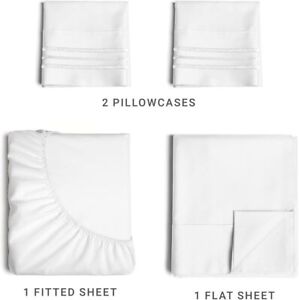 Queen Size 4 Piece Sheet Set - Comfy Breathable & Cooling Sheets Wrinkle Free
