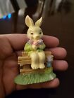 New ListingVintage Tiny Resin Rabbit Sitting On Fence Figurine