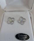 SWAROVSKI Floral CRYSTAL EARRINGS Stud With Case New