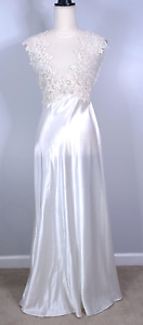 VTG Neiman Marcus White Lingerie Night Gown Wedding Wisteria Diane Samandi LG
