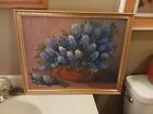Vintage Floral LILACS/ HYDRANGEAS Oil Painting Signed Framed 21.75