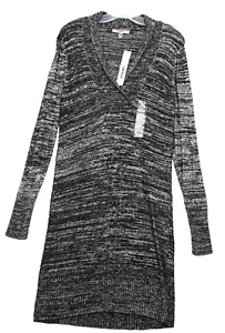 DKNY Black White Knit Long Winter Sweater DKNYC Office Casual Dress Small S NEW