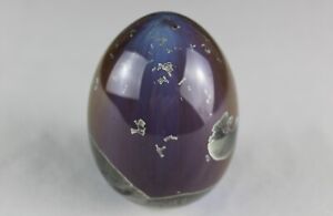 Duly Mitchell crystalline porcelain egg, studio pottery, blue purple