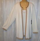 1X NEW MAGGIE BARNES ELEGANT IVORY GOLD BEADING FAUX TWINSET TUNIC KNIT SWEATER