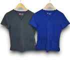 Set of 2 Urbane Ultimate Scrubs Uniform Tops Vneck Crossover Blue Gray Small