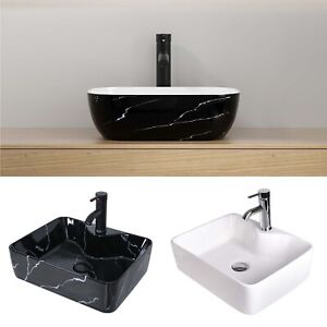 ELECWISH Bathroom Vessel Sink Ceramic Basin Bowl Countertop Basin with Faucet