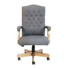 Flash Furniture Gray Fabric Classic Executive Swivel Office Chair With Driftwood