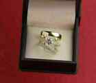 2.20Ct Round Cut Real Moissanite His Her Trio Set Ring 14K Yellow Gold Plated