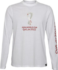 FIFA WORLD CUP QATAR 2022 men t-shirt long sleeve cotton white sz M $39