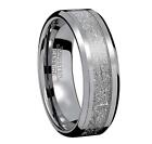 8mm Men or Ladys Tungsten Carbide  Meteorite Inlay Wedding Band Ring