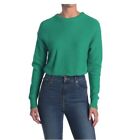 Abound Womens Textured Long Sleeve Crop Sweater in Green Viridis Large
