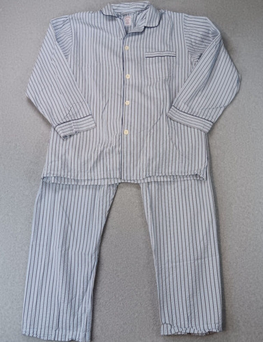 Brooks Brothers 2 Piece Pajama Set Men's Large 100% Cotton Blue White Stripes