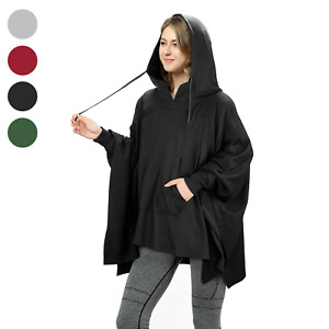 Oversized Hooded Poncho Cape Hoodie Sweatshirt Batwing Coat Pullover Light Cozy