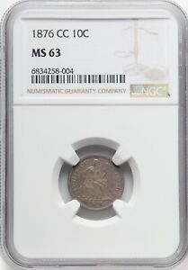 1876-CC Seated Liberty Silver Dime NGC MS63