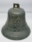 Antique Solid Bronze Bell w/ Fluer De Lis w/ Bronze Ringer Signed DF ~ Free Ship