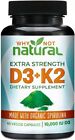 Why Not Natural Organic Vitamin D3 K2 (MK-7) with Spirulina, 10000IU 60Caps