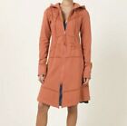 Prairie Underground Womens Orange Cloak Hoodie Trench Coat Cotton Long Zip Sz XS