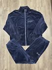 Vintage Sean John Dark Blue Velour Track Suit Y2K OG Size XXL 2XL White Logo