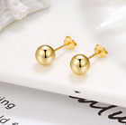 14K Gold Over 925 Sterling Silver Round Polish Ball Stud Earrings Gift H8