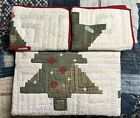 Pottery Barn Arden Tree handcrafted Applique Full/Queen Quilt Christmas 2 Shams