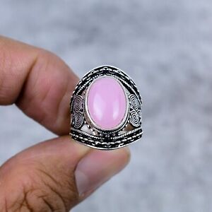Rose Quartz Gemstone 925 Sterling Silver Dainty Ring Handmade Jewelry All Size