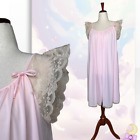 Vintage 60s Pastel Pink VAL MODE nylon babydoll lace & bow night gown Size M L