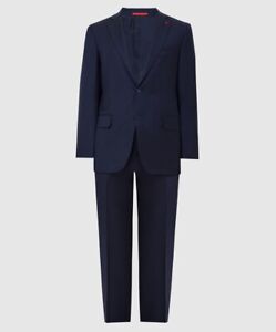 New Isaia Solid Navy Blue Aquaspider Wool Drop 8 Suit Size 54EU/44US $3995.00