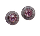Judith Ripka Earrings Sterling Silver Clip Rose Quartz Gemstones Pale Pink 153b