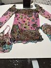 VINTAGE Roberto Cavalli Shear Leopard Colorful Top, Bra Thong, Underwear Set 42