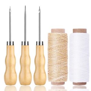 Leather Sewing Waxed Thread Needles Awl Hand Tools Kit for Leather Craft Repair