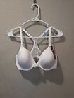 MaidenForm Padded Bra with Front Closure, White Racerback with Lace, Size 36DD