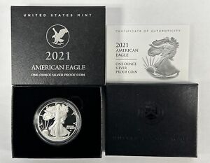 2021-W AMERICAN PROOF SILVER EAGLE 1oz OGP WITH COA RAW - 2