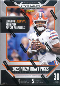 2023 Panini Prizm Draft Picks Football Blaster Box (6 Packs/5 Cards) Neon Pink