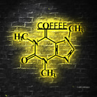 Coffee Caffeine Molecule Sign Wall Art LED Lights, Coffee Bar Metal Decor