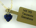 HEART  0.68 Cts AAA LAB TANZANITE PENDANT 14k YELLOW GOLD  - New With Tag