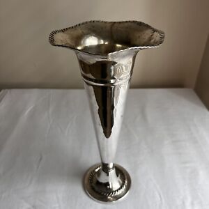 Department 56 Silver Plate Over Brass Trumpet Vase 11”Tall
