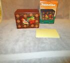 NOS Vintage SUNRISE ROOSTER Wood RECIPE BOX Hand Painted COUNTRY Cabin FARM Chic