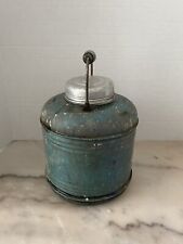 Insulated Blue Vintage  Metal Thermos Jug Old Cooler Wooden Handle
