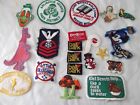 Vtg lot 20 PATCHES MIXED LOT SEW ON IRON ON EMBROIDER NEW USED Mickey Golf Scout