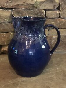 Blue NC Pottery Vase Jug Pitcher Latham’s Pottery Seagrove NC Mint Condition