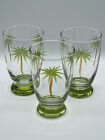 New ListingLot Of 3 Laurie Gates Ware Bahama Palm Trees 6” Low Ball Drinking Glasses Etched