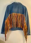 Honey Creek Scully Jacket Blue Jean with Fringe New Tags 