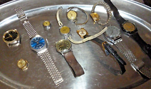Job Lot Vintage Watches Hand Wind Gent And Ladies Mixed Lot Repair Parts