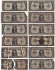 Lot of 12 Low Grade / Damaged 1923 $1 Silver Certificate Notes Horse Blanket